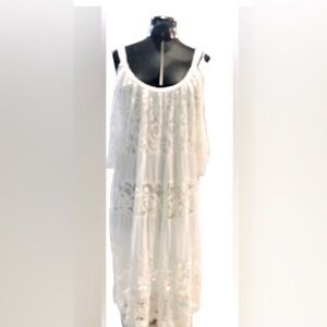 Made in Italy white lace off the shoulder lace mini dress size medium